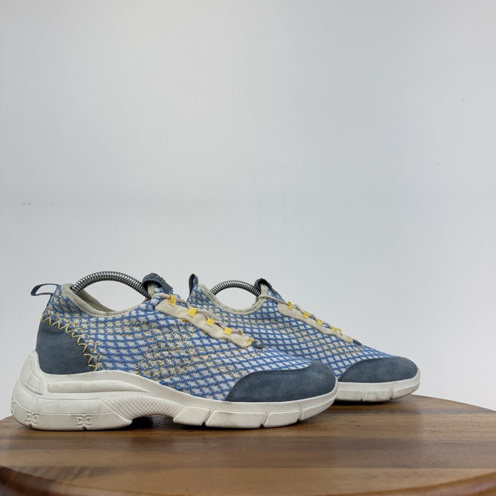 $140 Womens Sam Edelman Chelsie Blue Knit/Suede Sneakers Shoes Size 7.5‎ M GUC